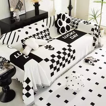 Полотенце для дивана Smile Chenille для гостиной, декор для дома в скандинавском стиле с кисточками по краям, комплект для трехместного дивана 180x180cm