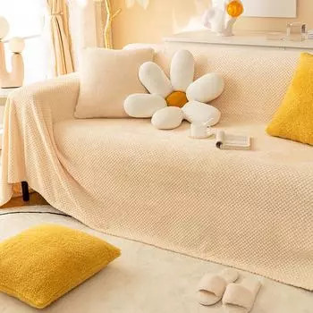 Полотенце для дивана, утолщенный плюшевый чехол для дивана, чехол для дивана с защитой от царапин, тканевая подушка, зимнее одеяло для дивана, полное покрытие 200*150cm