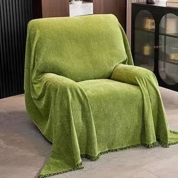 Полотенце для дивана в полоску из синели для гостиной, простое украшение для дома, чехол для дивана, чехол для дивана с кисточками по краю, вафельная подушка 130x180