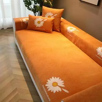 Полотенце для дивана в скандинавском стиле Four Seasons Chrysanthemum Printing, подушка для дивана, нескользящая кожаная ткань для дивана и моря для гостиной 70x70