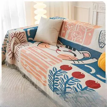 Полотенце для дивана в скандинавском стиле, зимнее универсальное покрывало, полное покрытие, чехол для диванной подушки, одеяло, одноместное, для трех человек, универсальное на четыре сезона 90*90cm
