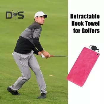 Полотенце для гольфа для гольф-каров или клюшек, хлопковое полотенце с карабином, полотенце для чистки мячей для гольфа, принадлежности для гольфа для мужчин и женщин розовый