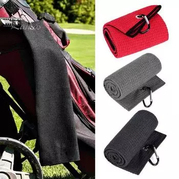 Полотенце для гольфа из микрофибры с карабином, быстросохнущее, впитывающее воду, спортивное полотенце с вафельным узором, салфетка для чистки клюшек для гольфа, аксессуары для гольфа для мужчин темно-зеленого