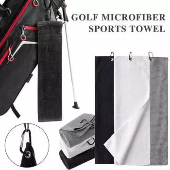Полотенце для гольфа из микрофибры с карабином, быстросохнущее, впитывающее воду, спортивное полотенце с вафельным узором, салфетка для чистки мячей для гольфа, аксессуары для гольфа темно-зеленого