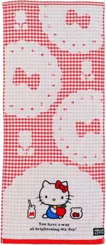 Полотенце для лица Marushin Sanrio Hello Kitty Seventies Check Character, хлопок, антибактериальное, устойчивое к запахам, подарок на день рождения 3725011400 100%
