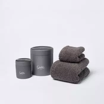 Полотенце для лица Petit Face Gift Box Set Feel + (Древесный уголь (Серый))
