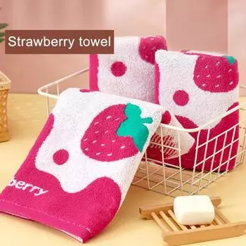 Полотенце для лица с клубничным принтом, ароматное пушистое полотенце для мытья лица, аксессуары для ванной комнаты для ежедневного использования красный