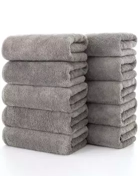 Полотенце для лица серого цвета, идеально подходит для отелей, мгновенно впитывает воду, нежно очищает кожу, подходит для всех сезонов [набор из 10 предметов Lumimi, коричневого цвета, 35-75 см] Быстросохнущее,