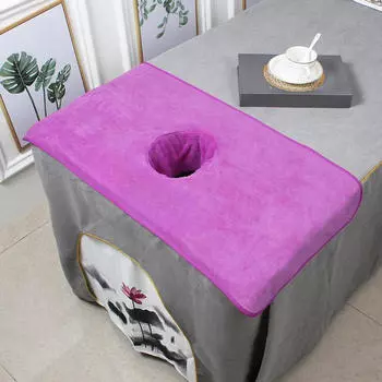 Полотенце для массажного стола, подушка для лица с отверстием, моющийся защитный чехол для кровати в СПА-салоне, темно-фиолетового