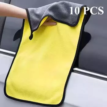 Полотенце для мытья автомобиля 30x60 см, плотная, большая, впитывающая, коралловая флисовая салфетка для мытья автомобиля, двухсторонняя, быстросохнущая, для мытья автомобиля 30x60cm 1PC жёлтый