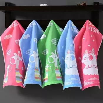 Полотенце для мытья лица из хлопковой марли с рисунком кошки, милое маленькое полотенце, мягкое, впитывающее, быстросохнущее, без шерсти, 5 шт., хозяйственное полотенце 25x50cm5pcs бежевый