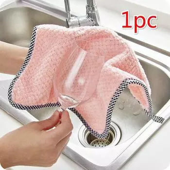 Полотенце для мытья посуды Чистая ткань Обеззараживание тряпки для мытья посуды, водопоглощение, без шерсти и без масла Кухонное полотенце Утолщенное полотенце 1pc