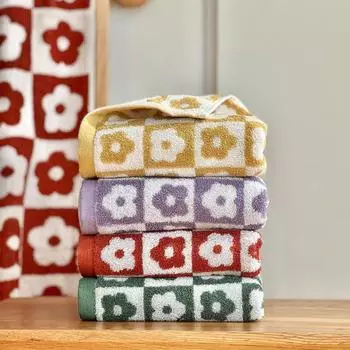 Полотенце для мытья, сильное водопоглощение, дизайн с цветочным принтом, чистый хлопок, для детей и взрослых, полотенце для чистки лица, рук, товары для дома жёлтый