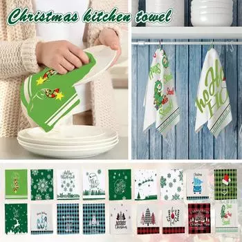 Полотенце для посуды Рождественское украшение кухни Полотенце для посуды Микрофибра Домашняя скатерть Печатное Полотенце для посуды One Size