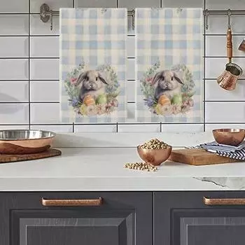 Полотенце для посуды с рисунком пасхального кролика, тряпка для мытья посуды, быстросохнущее кухонное чистящее полотенце для украшения дома B