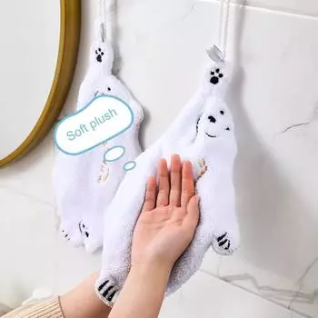Полотенце для протирания, устойчивое к разрыву, сухие руки, в форме медведя, очень толстое чистящее полотенце с рисунком, аксессуар для ванной комнаты белый