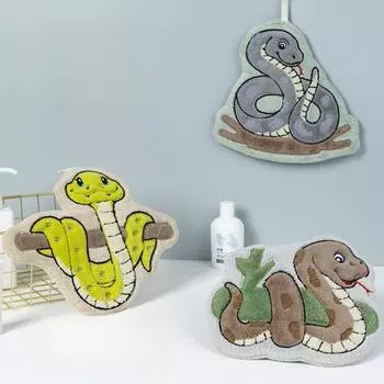 Полотенце для рук «Год змеи» можно повесить вместе с полотенцем для рук с рисунком из кораллового флиса, утолщенное, впитывающее, не линяет, не выцветает 23*22cm серый