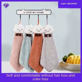 Полотенце для рук из бамбукового древесного волокна, антибактериальные дышащие подвесные носовые платки с мультяшными облаками, впитывающие полотенца для кухни и ванной комнаты CHINA