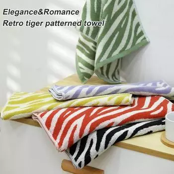 Полотенце для рук из чистого хлопка с принтом тигровых полос, легкое, впитывающее воду декоративное полотенце, быстросохнущая мочалка для спортзала фиолетовый