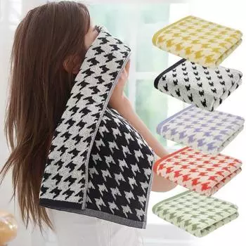 Полотенце для рук из чистого хлопка с шахматным узором, легкое, впитывающее воду, быстросохнущее полотенце, мочалка для занятий в спортзале жёлтый