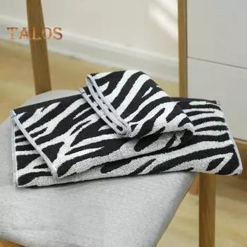 Полотенце для рук из чистого хлопка с принтом тигровых полос, легкое, впитывающее воду декоративное полотенце, быстросохнущая мочалка для спортзала чёрный