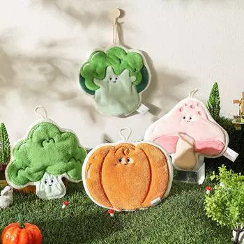 Полотенце для рук из кораллового флиса в форме тыквы, трехслойное толстое суперабсорбирующее быстросохнущее полотенце для кухни, ванной комнаты, носового платка