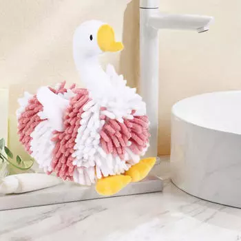 Полотенце для рук из шенилла для ванной комнаты и кухни, подвесное полотенце для сушки, забавное животное Pink Color Swan