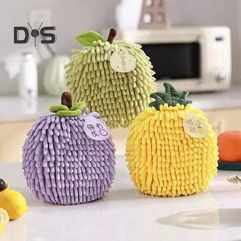 Полотенце для рук из шенилла с крючком для подвешивания, хорошо впитывающее воду мягкое сверхтонкое волокнистое утолщенное полотенце, устойчивое к пятнам, многоразовое кухонное полотенце для уборки оранжевый