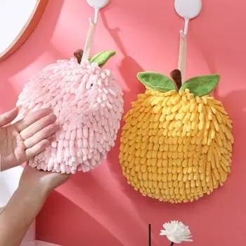 Полотенце для рук из шенилла с крючком для подвешивания, отлично впитывает воду, мягкое, сверхтонкое, утолщенное волокно розовый