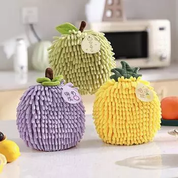 Полотенце для рук из шенилла с крючком для подвешивания, хорошо впитывающее воду мягкое сверхтонкое волокнистое утолщенное полотенце, устойчивое к пятнам, многоразовое кухонное полотенце для уборки розовый