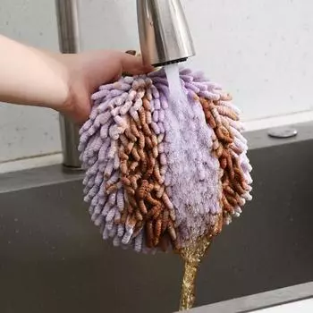 Полотенце для рук из шенилла с ремешком для подвешивания, хорошо впитывающее воду мягкое сверхтонкое волокнистое утолщенное полотенце, устойчивое к пятнам, многоразовое кухонное полотенце для уборки розовый