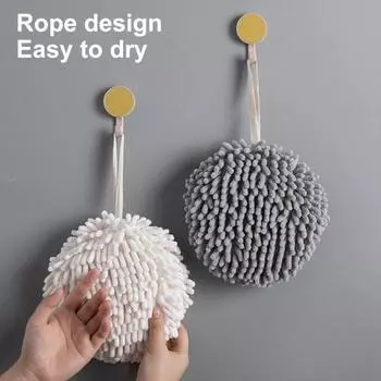 Полотенце для рук из шенилла с ремешком для подвешивания, с высокой степенью впитываемости воды, мягкое, сверхтонкое, утолщенное волокно 1pc белый