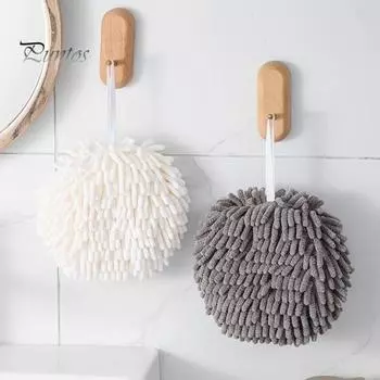 Полотенце для рук из шенилла с ремешком для подвешивания, хорошо впитывающее воду мягкое сверхтонкое волокно, утолщенное, многоразовое, для уборки кухни, ванной комнаты, полотенце для протирки 1pc серый