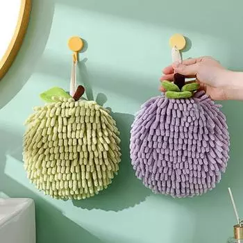 Полотенце для рук из шенилла с ремешком для подвешивания, с высокой степенью впитываемости воды, мягкое, сверхтонкое, утолщенное волокно розовый