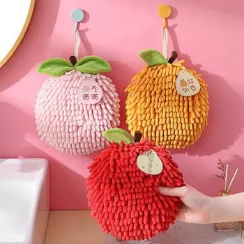 Полотенце для рук из синели, милое, с фруктами хурмы, супер впитывающее, мягкая лохматая подвесная петля, быстросохнущее кухонное полотенце для ванной комнаты, подарок на Новый год D