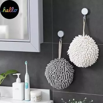 Полотенце для рук из синели, мягкий шарик с подвесной петлей, микрофибра, кухня, ванная комната 17*17cm белый