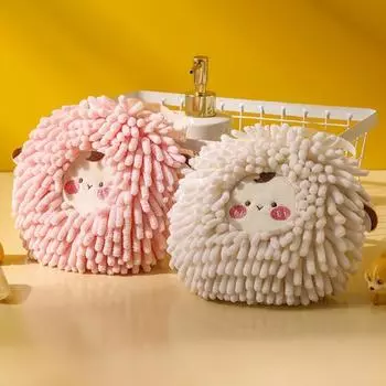 Полотенце для рук из синели с подвесным шнуром и липким крючком, отлично впитывает воду, с рисунком из мультфильмов, супертонкое