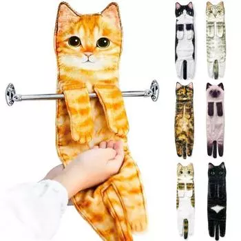 Полотенце для рук, мягкое, сильное водопоглощение, микрофибра, милый мультяшный кот, очищающее полотенце для лица, ежедневное использование H