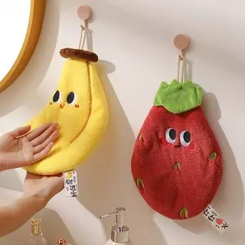 Полотенце для рук с изображением фруктов из мультфильмов, двухслойное, утолщенное, быстросохнущее, впитывающее, очищающее полотенце для рук, детский носовой платок хурма
