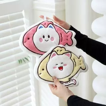 Полотенце для рук с изображением кота Милое вытирающее полотенце Полотенце для уборки Полотенце для ванной Полотенце для спальни жёлтый