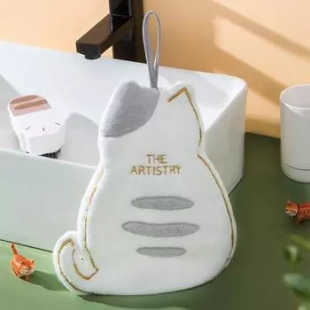 Полотенце для рук с изображением кота, супер впитывающее, быстросохнущее, очень мягкое, подвесное полотенце, чистящая подушечка, аксессуары для ванной комнаты оранжевый