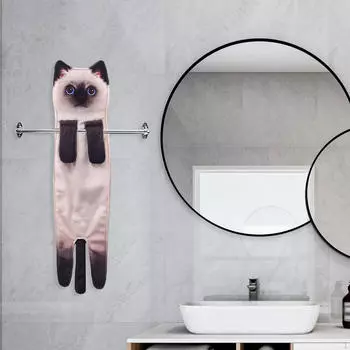 Полотенце для рук с изображением кота, впитывающее, симпатичное, мультяшное, для сушки, 13x55 см, для подарков White