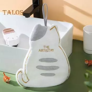 Полотенце для рук с мультяшным котом, суперабсорбентное, быстросохнущее, очень мягкое, подвесное полотенце, чистящая подушечка для ванной комнаты оранжевый