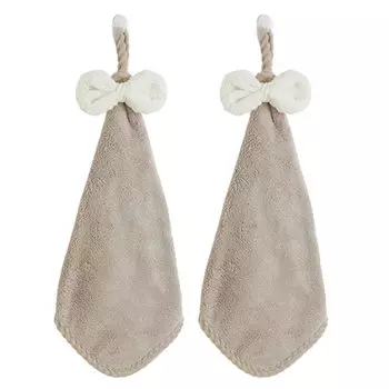 Полотенце для рук с набором милых бантиков для рук, быстросохнущее полотенце для рук с петлей для детского сада, подарок для коричневого полотенца, петля, 2, полотенце, впитывающее, коричневый