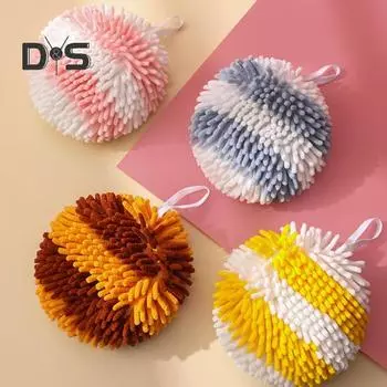 Полотенце для рук с подвесным шнурком, хорошо впитывающее воду, быстросохнущее, из сверхтонкого волокна, с утолщенным цветным блоком, многоразовое чистящее средство для кухни и ванной комнаты розовый