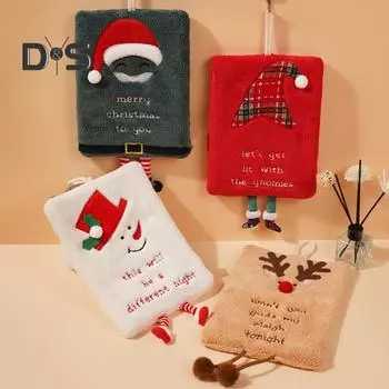 Полотенце для рук с подвесным шнурком, хорошо впитывающее воду, быстросохнущее, утолщенное, в форме мультфильма, многоразовое полотенце для кухни, ванной комнаты, уборки A