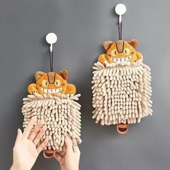 Полотенце для рук с рисунком животного и кота для кухни, ванной комнаты, мягкая микрофибра синель, супер впитывающий быстросохнущий носовой платок, домашние полотенца коричневый