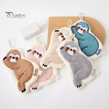 Полотенце для рук с шнурком, коралловое бархатное, мультяшная мягкая форма, быстросохнущее, впитывающее, уменьшает пятна от воды, сохраняет руки чистыми, многоразовое подвесное полотенце для ванной комнаты синий