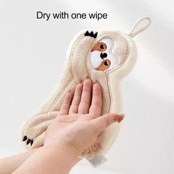 Полотенце для рук с шнурком, коралловый бархат, мультяшная мягкая форма, быстросохнущее, впитывающее, уменьшает пятна от воды, сохраняет руки чистыми, многоразовое подвесное полотенце для синий