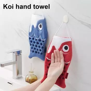 Полотенце для рук с вытяжкой из микрофибры в форме мультяшной рыбы, быстросохнущее, впитывающее, уменьшающее влагу красный